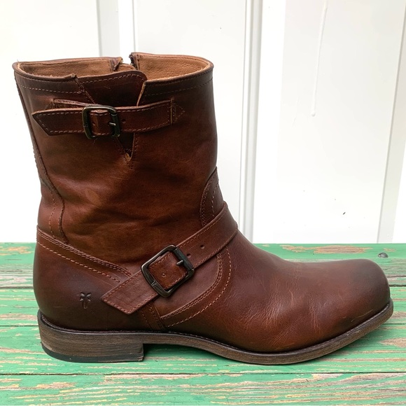 FRYE Mens Boots Size 11 Leather Brown Zipper Closure Casual Work Shoes - Picture 4 of 16